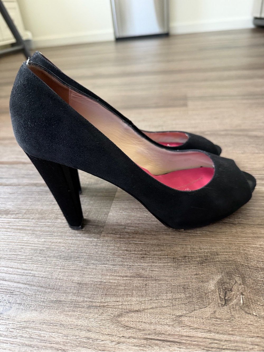 kate spade Black Suede Peep-Toe Pumps